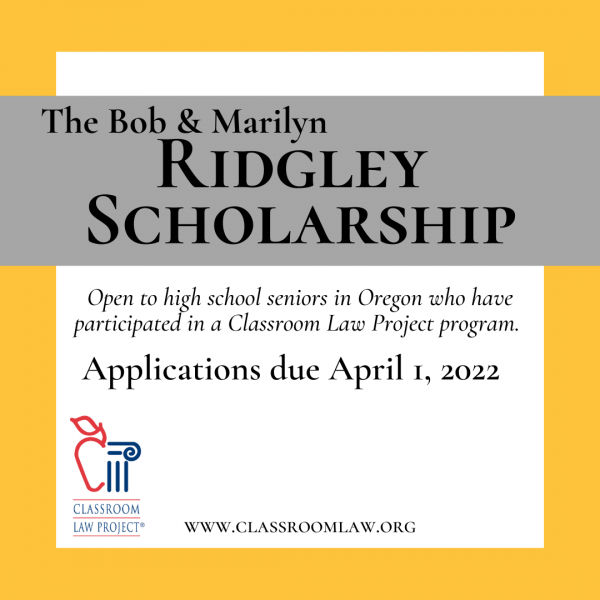 Ridgley scholarship application due April 1, 2022.